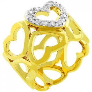 NEW 14K Gold CZ Heart Eternity Ring