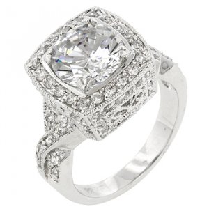 NEW White Gold Silver Classic Style CZ  Ring