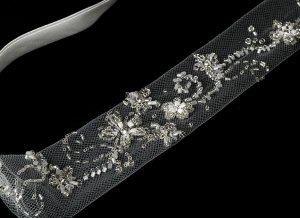 Beautiful Floral Sheer Netting Sequin White Headband