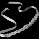 Silver Rhinestone Pearl Lace Ribbon Headband Tiara