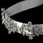 Antique Silver Crystal White Ribbon Headband Tiara