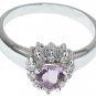 NEW 925 Sterling Silver CZ Heart Genuine Amethyst Ring