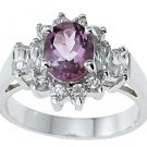 NEW 925 Sterling Silver CZ Genuine Amethyst Ring