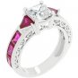 New White Gold Silver Trillion Cut Ruby Crystals Ring