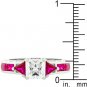 New White Gold Silver Trillion Cut Ruby Crystals Ring