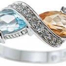 NEW 925 Sterling Silver CZ Genuine Citrine Topaz Ring