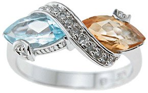 NEW 925 Sterling Silver CZ Genuine Citrine Topaz Ring