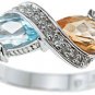 NEW 925 Sterling Silver CZ Genuine Citrine Topaz Ring