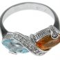 NEW 925 Sterling Silver CZ Genuine Citrine Topaz Ring