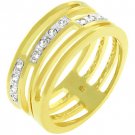 NEW 14k Gold Bonded 3 Pave CZ Journey Links Ring