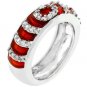 NEW White Gold Silver Garnet Enamel CZ Stacker Ring