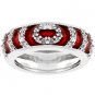 NEW White Gold Silver Garnet Enamel CZ Stacker Ring