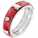 NEW White Gold Silver Pink Ice Enamel Teddy Bear Ring