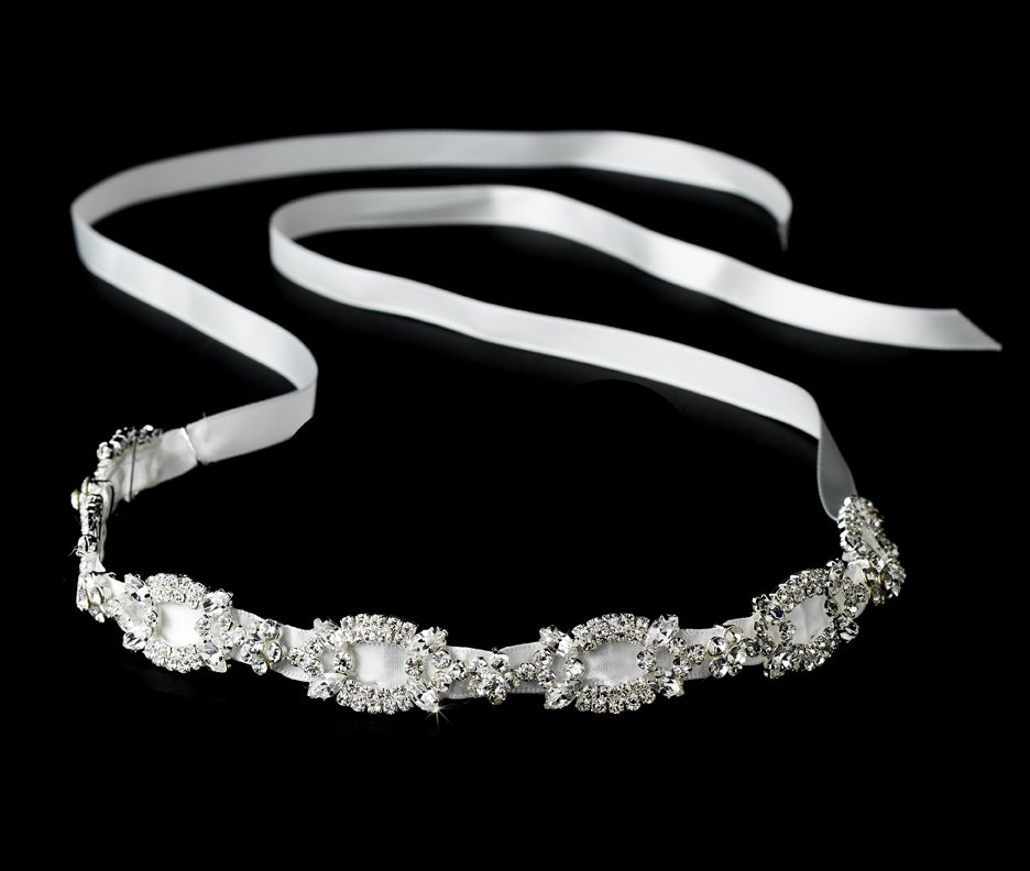 Crystal Ivory Satin Ribbon Headband Tiara