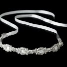 Crystal Ivory Satin Ribbon Headband Tiara