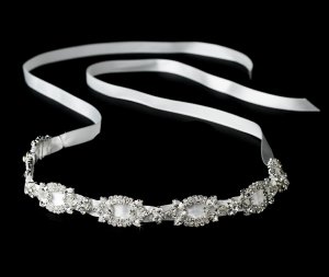 Crystal Ivory Satin Ribbon Headband Tiara