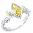 NEW 925 Sterling Silver Marquise Citrine CZ Ring