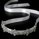 Crystal White Satin Ribbon Bridal Headband Tiara