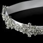 Crystal White Satin Ribbon Bridal Headband Tiara