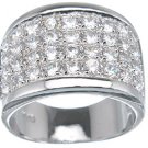NEW 925 Sterling Silver Platinum CZ Pave Fashion Ring