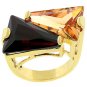 NEW 14K Gold Champagne Black CZ Cocktail Ring