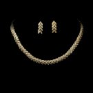 Gold Clear Crystal Choker Necklace Earring Set
