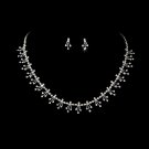 Silver Clear Rhinestone Dazzel Necklace Earring Set