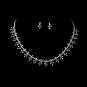 Silver Clear Rhinestone Dazzel Necklace Earring Set