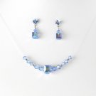Light Blue Swarovski Crystal Necklace Earring Set