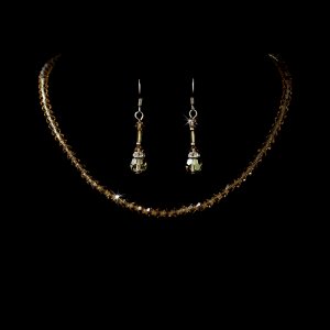 Brown Swarovski Crystal Necklace Earring Set