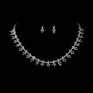 Silver AB Clear Rhinestone Dazzel Necklace Earring Set