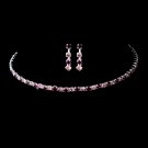 Silver Amethyst Crystal Coil Necklace Earring Set
