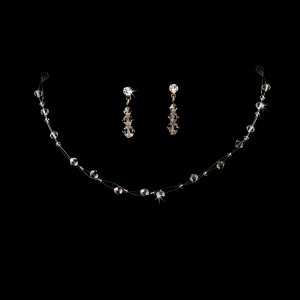 Light Pink Swarovski Crystal Necklace Earring Set