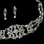 Silver AB Crystal Victorian Choker Necklace Earring Set