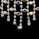 Silver AB Rhinestone Chandelier Necklace Earring Set