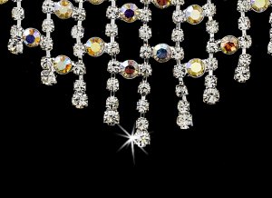 Silver AB Rhinestone Chandelier Necklace Earring Set