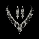 Silver Crystal  Chandelier Necklace Earring Set