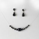 Black Swarovski Crystal String Necklace Earring Set