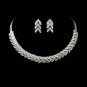 Silver Clear Rhinestone Choker Necklace Earring Set