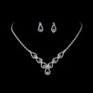 Silver  Light Blue Rhinestone Necklace Earring Set