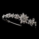 Antique Silver Crystal Marquise Floral Headband Tiara