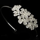 Silver Rhinestone Crystal Side Flower Headband Tiara