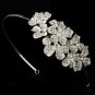Silver Rhinestone Crystal Side Flower Headband Tiara
