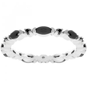 White Gold Silver Black CZ Eternity Ring