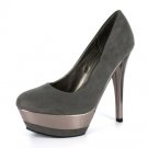 NEW Gray Suede Platform Pumps High Heels Shoes
