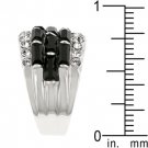 NEW White Gold Silver Black Swarovsky Crystal Ring