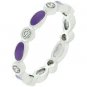 NEW White Gold Silver Purple Enamel Stacker Ring