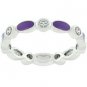 NEW White Gold Silver Purple Enamel Stacker Ring