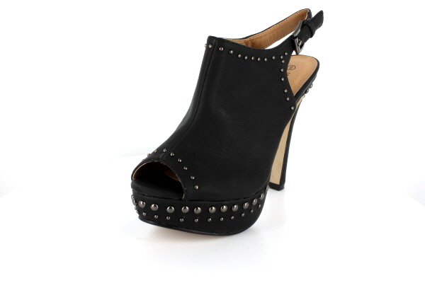 NEW Black Studded Peep Toe Platform High Heels Shoes