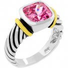 NEW Cable Pink Ice Cubic Zirconia Silver Ring